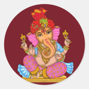 Redondo Adesivo impermeável brilhante do Senhor Ganesha