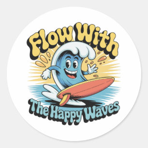 Redondo Adesivo Impermeável Flow With The Happy Waves