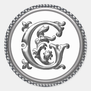 Redondo Adesivo inicial do G Round em prata