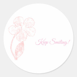 Redondo Adesivo Inspirador Flor Rosa Sorriso Contínuo