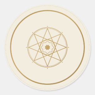 Redondo Adesivo Islâmico Geométrico Creme Dourado