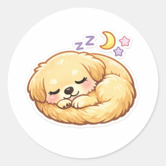 Redondo Adesivo Kawaii do Golden Retriever Sonolento – Fof