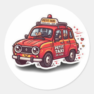 Redondo Adesivo Kawaii Marroquino Vermelho Petit Taxi Cida