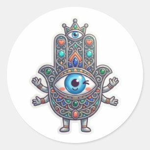 Redondo Adesivo Kawaii Olho do Mal Hamsa Amazigh Marroquin