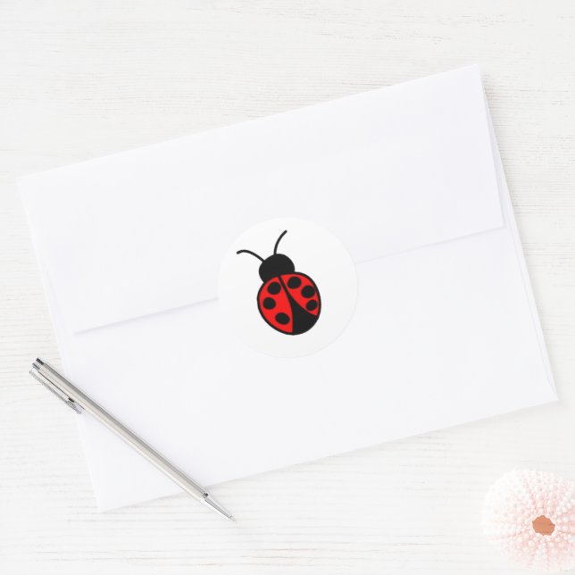 Redondo Adesivo Ladybug personalizável (Envelope)