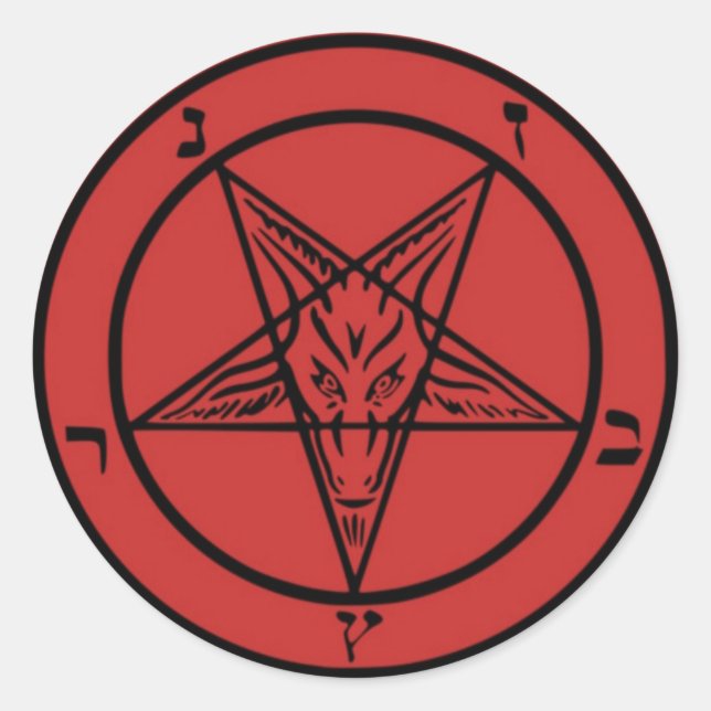 Redondo adesivo laranja do Baphomet (Frente)