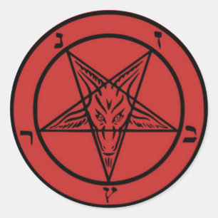 Redondo adesivo laranja do Baphomet