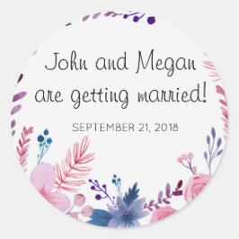 Redondo Adesivo liso de Casamento Floral Glossy