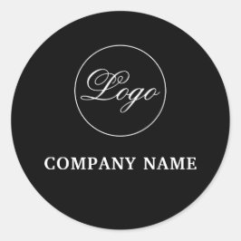 Redondo Adesivo liso preto simples com marca personalizada