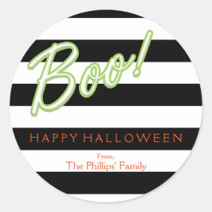 Redondo Adesivo Listrado Preto de Halloween Chic verde BOO