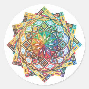 Redondo Adesivo Mandala Geométrico Intricado