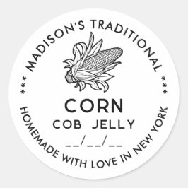 Redondo Adesivo moderno de geleia de espiga de milho com s