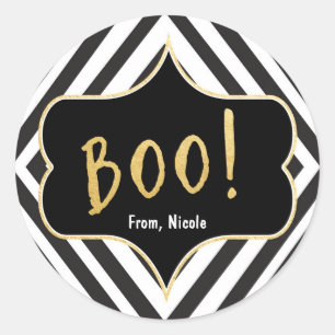 Redondo Adesivo Moderno Elegante de Halloween Dourado BOO