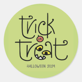 Redondo Adesivo monstruoso de truque ou de tratamento - ve