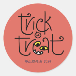 Redondo Adesivo monstruoso em forma de truque - laranja