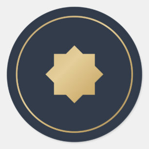 Redondo Adesivo Naval Dourado de Estrela Islâmica de Oito