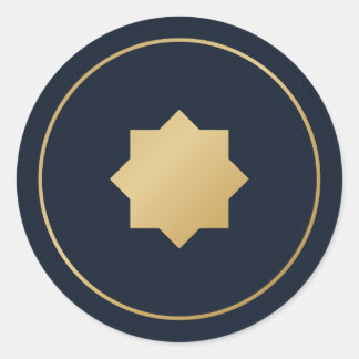 Redondo Adesivo Naval Dourado de Estrela Islâmica de Oito 