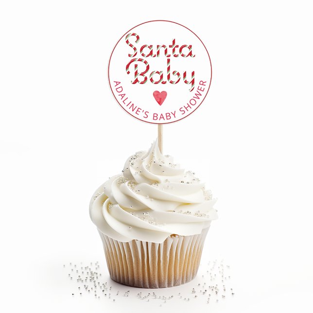 Redondo Adesivo para Chá de Bebê de Natal Baby Santa (Red Santa Baby Favor Sticker)