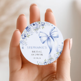 Redondo Adesivo para Chá de Noiva Blue Bow Floral