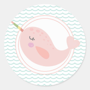 Redondo Adesivo pastel de aniversário de Narral e Sereia