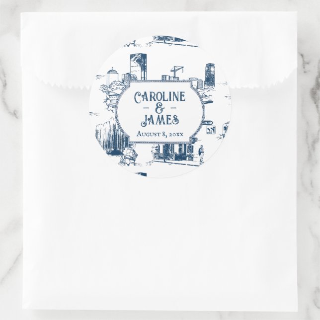 Redondo Adesivo Personalizado 3" Boston Toile Marinho Casa (Bolsa)