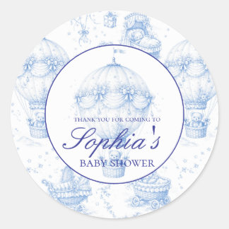 Redondo Adesivo Personalizado Azul Toile de Jouy para Chá
