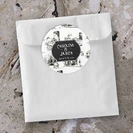 Redondo Adesivo Personalizado Casamento Boston Toile 3"