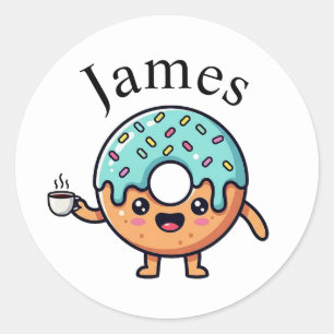 Redondo Adesivo Personalizado Cute Kawaii Donut Amante de 