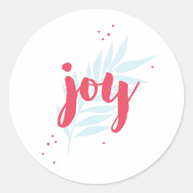 Redondo Adesivo personalizado da Folhagem de Joy Simples (Frente)