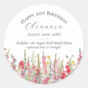 Redondo Adesivo Personalizado de Aniversário de 21 Anos Fl
