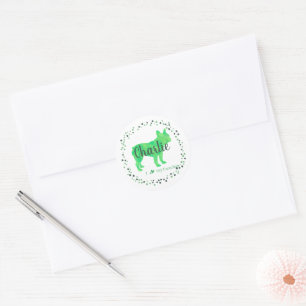 Redondo Adesivo personalizado de bulldog francês verde pas