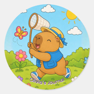 Redondo Adesivo Personalizado de Capivara Kawaii Fofa