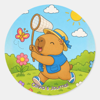 Redondo Adesivo Personalizado de Capivara Kawaii Fofa