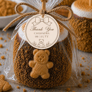 Redondo Adesivo Personalizado de Chá de Bebê com Urso de P