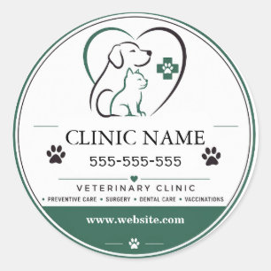 Redondo Adesivo personalizado de clínica veterinária para
