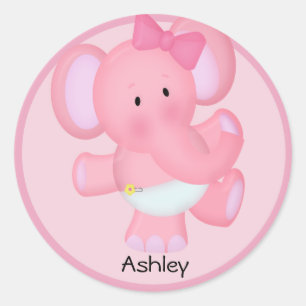 Redondo Adesivo personalizado de elefante para bebês