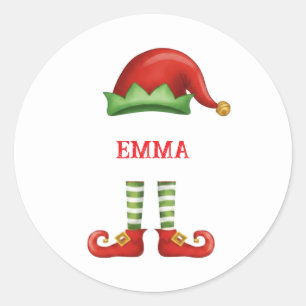 Redondo Adesivo Personalizado de Elfo de Natal   Vermelho 