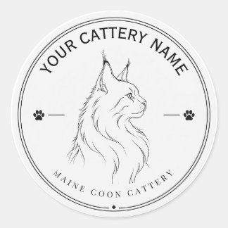 Redondo Adesivo Personalizado de Maine Coon Cattery
