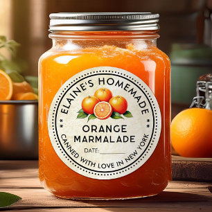 Redondo Adesivo personalizado de marmelada de laranja com