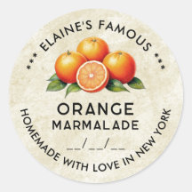 Adesivo personalizado de marmelada laranja vintage