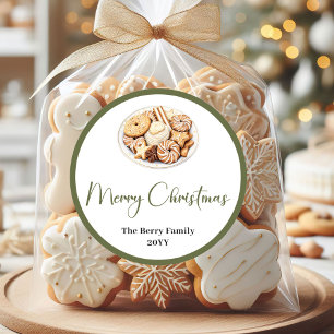 Redondo Adesivo Personalizado de Natal Chic Neutro Nome da