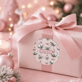 Redondo Adesivo Personalizado de Ornamento de Natal Rosa M