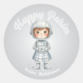 Redondo Adesivo Personalizado de Purim – Tema Robô