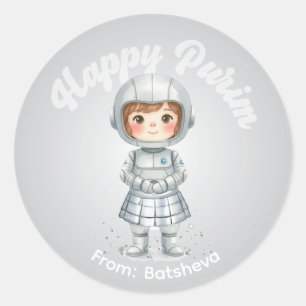 Redondo Adesivo Personalizado de Purim – Tema Robô