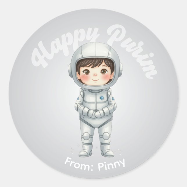 Redondo Adesivo Personalizado de Purim – Tema Robô Menino (Frente)
