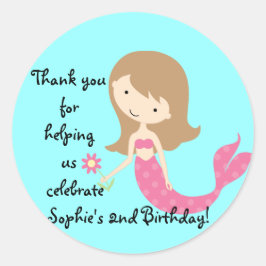 Redondo Adesivo Personalizado de Sereia Rosa em KRW