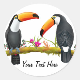 Redondo Adesivo Personalizado de Toucans Tropicais