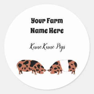 Redondo Adesivo personalizado do KuneKune Pig