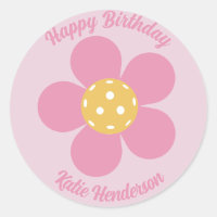 Adesivo Personalizado Flor de Pickleball Retro Div