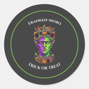 Redondo Adesivo Personalizado Neon Halloween Frankenstein